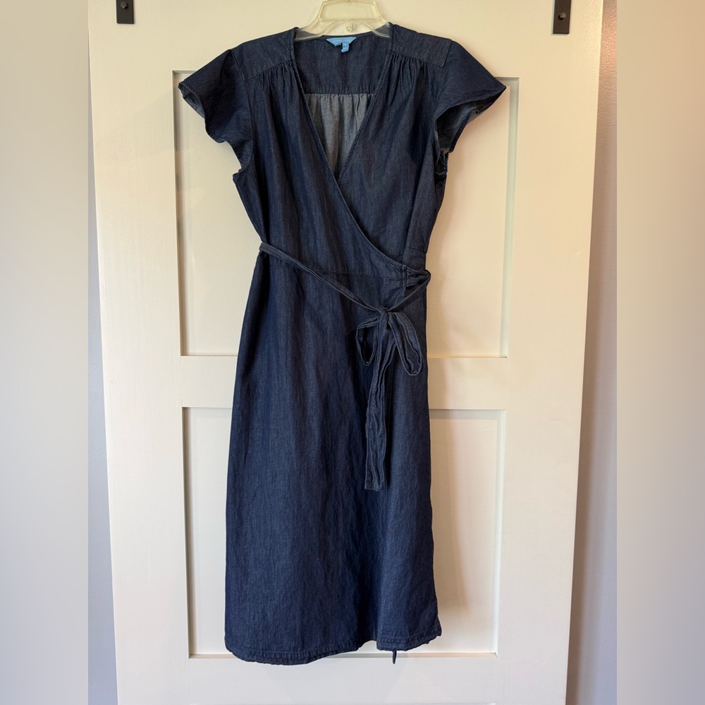 Classic Denim Wrap Dress with Tie Waist